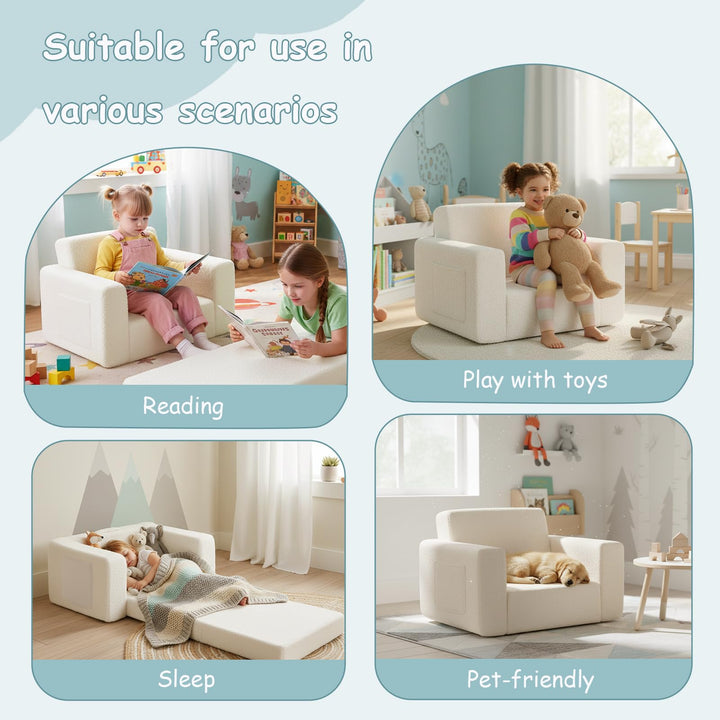 TIITA 2-in-1 Kids Sofa And Chair With Removable Cover And Handle