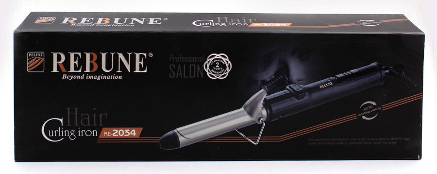 REBUNE RE-2034 Pro Corded Hair Curler, Black, Medium