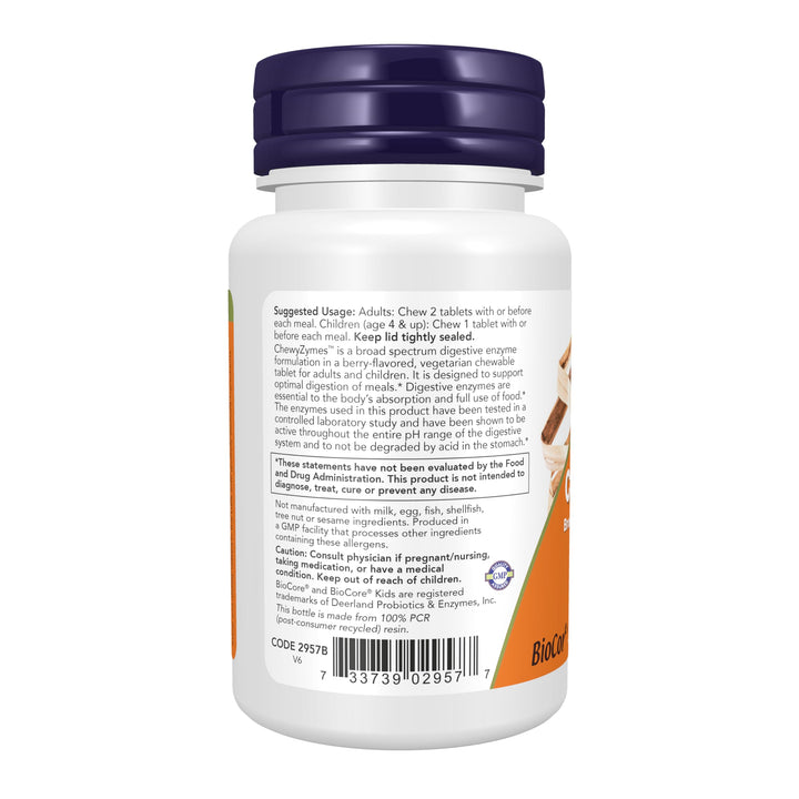 NOW ChewyZymes Digestive Enzyme Chewables, Berry, 90 Count