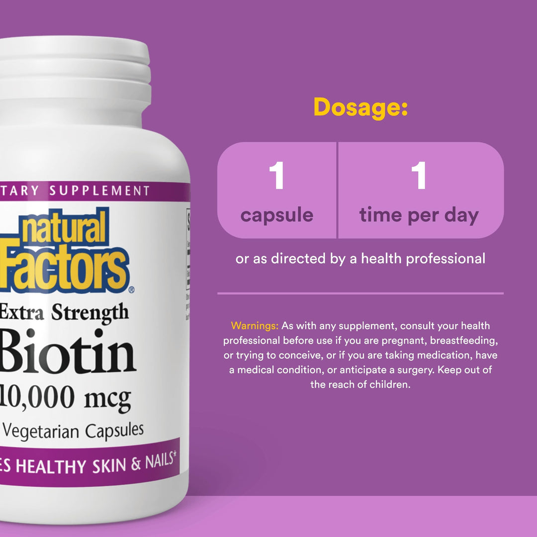 Natural Factors Biotin Extra Strength 10000 mcg, 60 Count