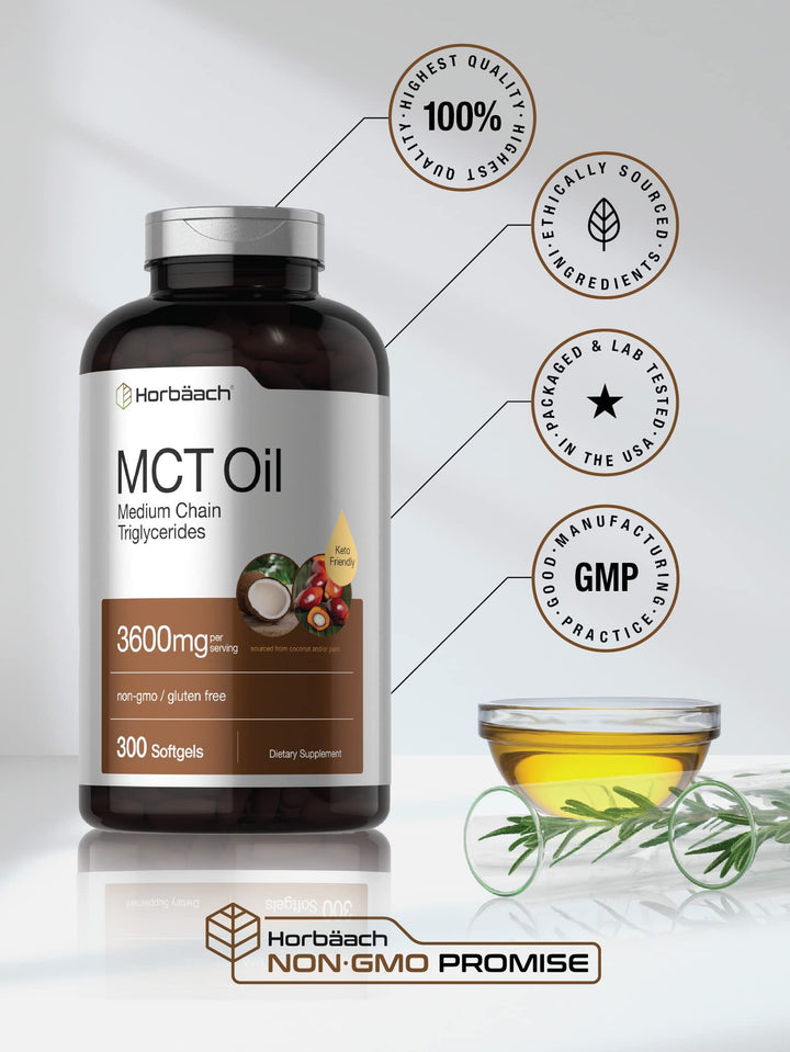Horbäach MCT Oil Softgels, 3600 mg, 300 Count