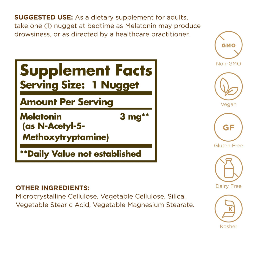 Solgar Melatonin, 3 mg, 120 Count