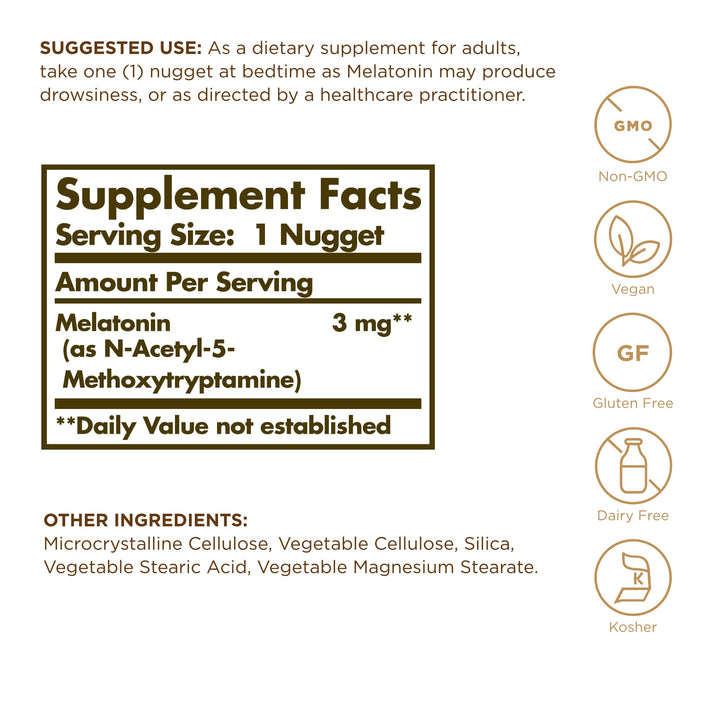 Solgar Melatonin, 3 mg, 120 Count