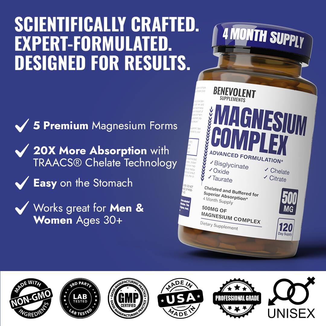 Benevolent Nourishment Magnesium Complex Supplement, 500 mg, 120 Count