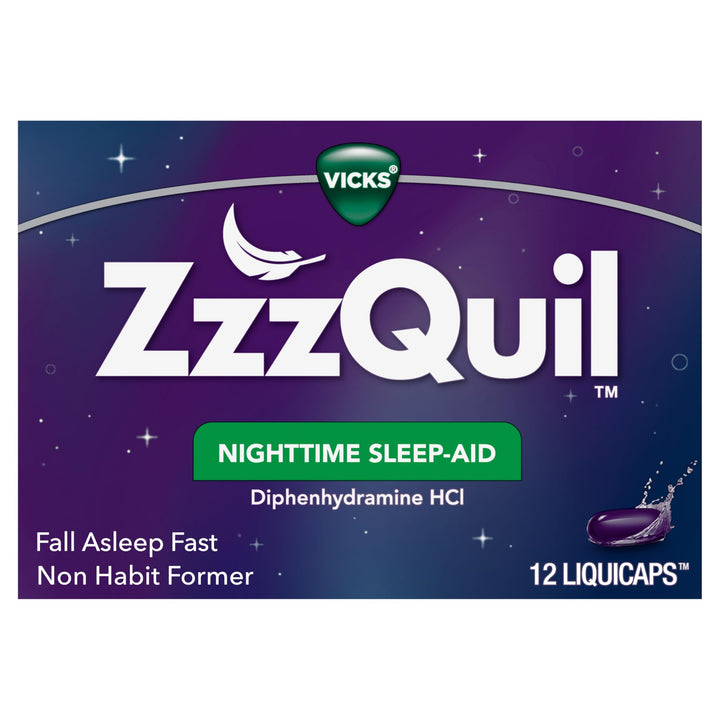 Vicks ZzzQuil Nighttime Sleep-Aid, LiquiCaps, 12 Count