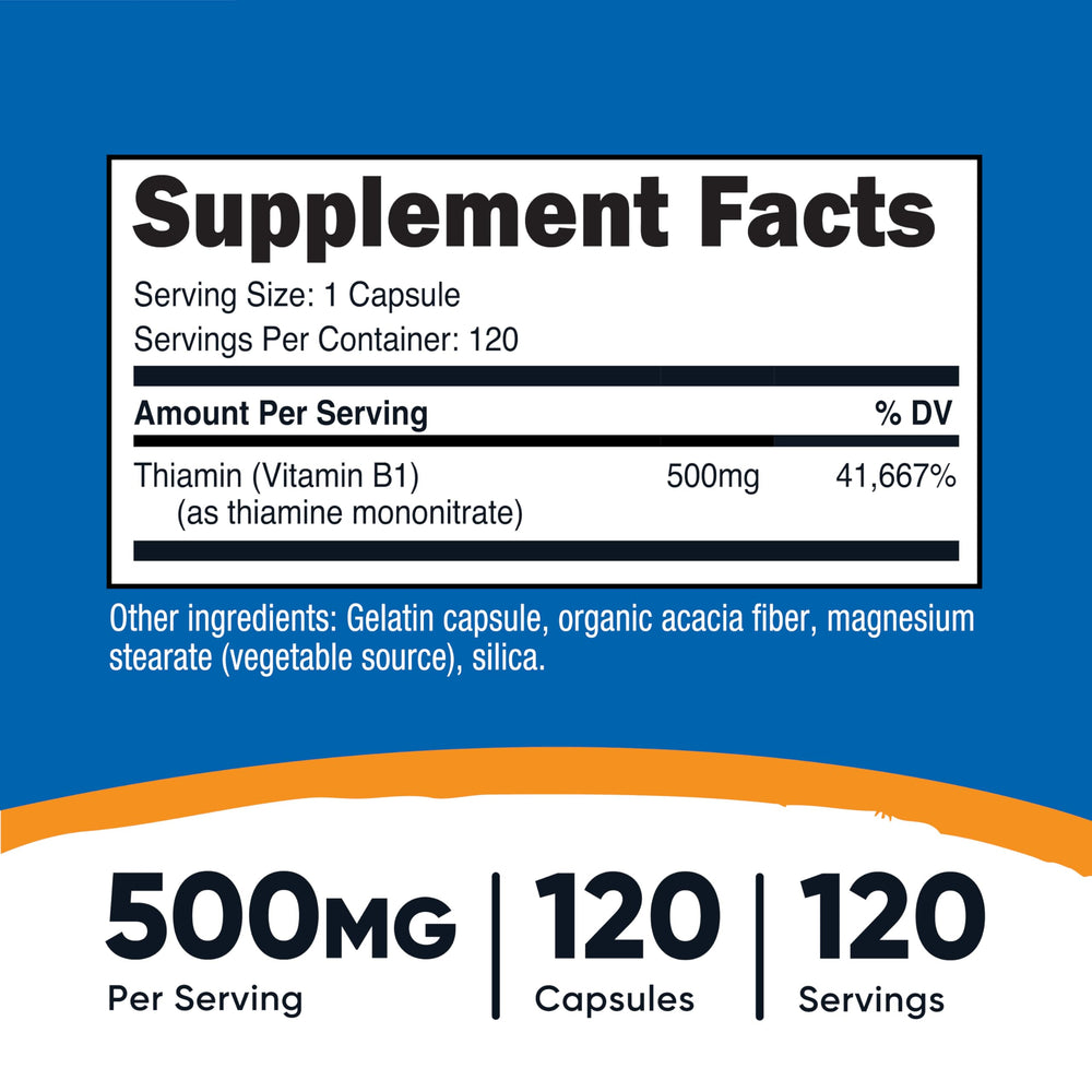 Nutricost Vitamin B1 Thiamine 500 mg, 120 Count