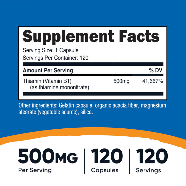 Nutricost Vitamin B1 Thiamine 500 mg, 120 Count