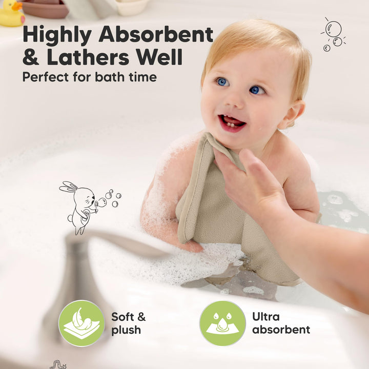KeaBabies Baby Washcloths, Earth Brown, 6 Count