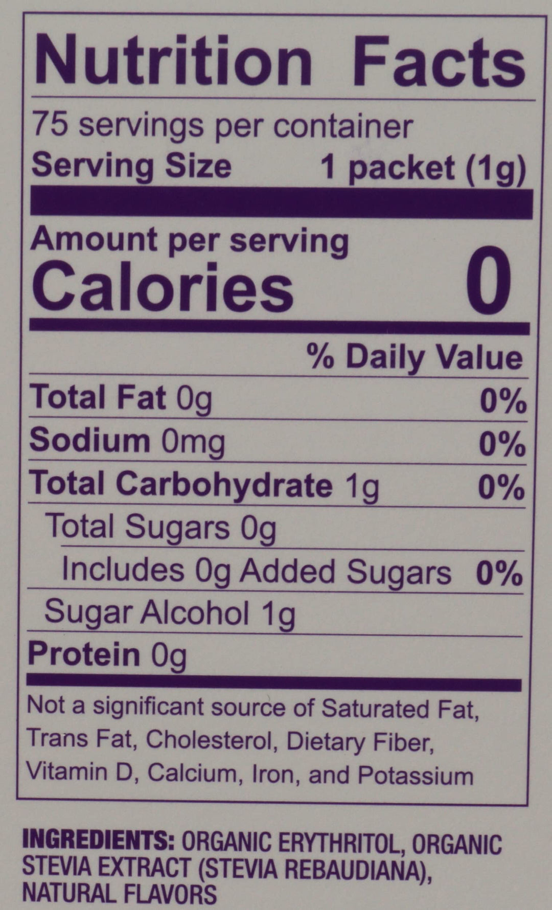 Wholesome Organic Stevia Sweetener, 75 Count