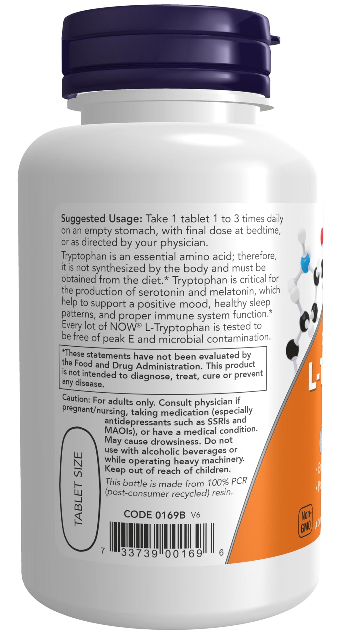 NOW L-Tryptophan 1000 mg, 60 Count