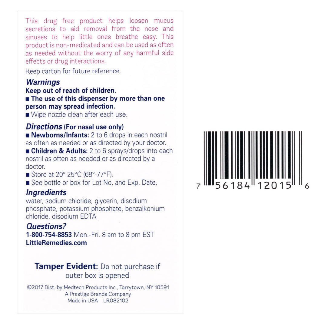 Little Remedies Noses Saline Spray Drops, 1 oz