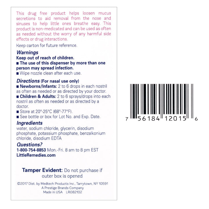 Little Remedies Noses Saline Spray Drops, 1 oz