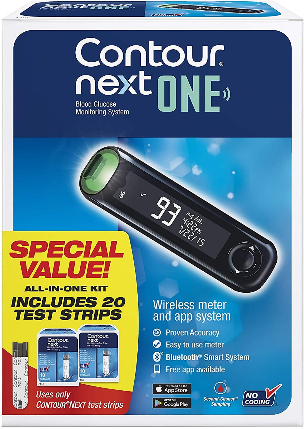 Ascensia Contour Next One Blood Glucose Monitoring System, All-in-One Kit