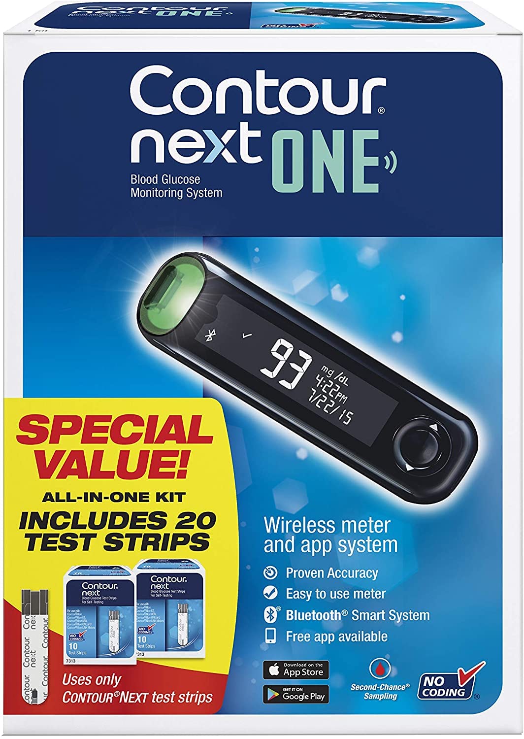 Ascensia Contour Next One Blood Glucose Monitoring System, All-in-One Kit