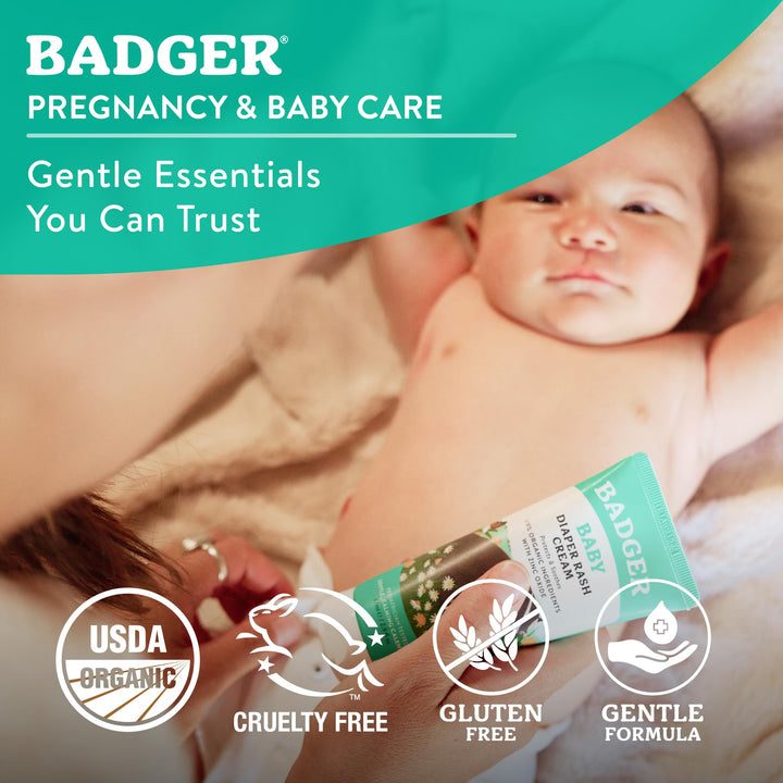 BADGER Diaper Cream, Zinc Oxide, 2.9 fl oz