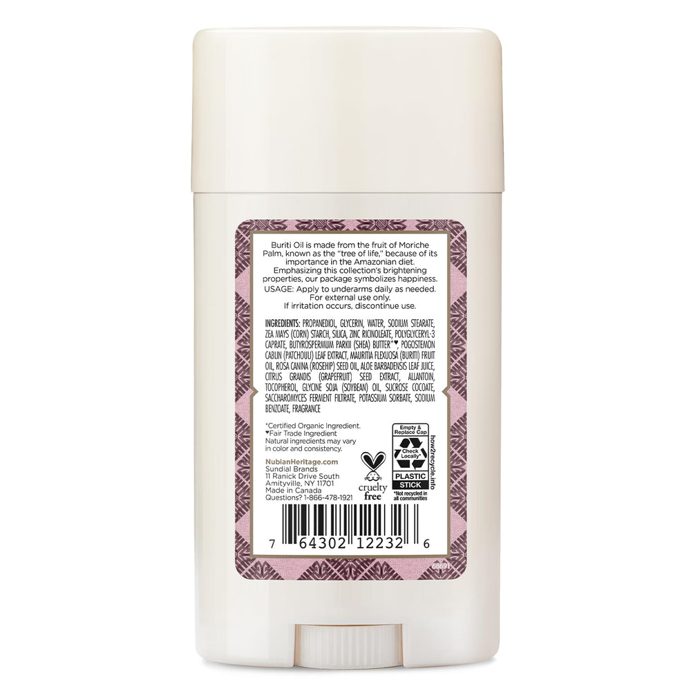 Nubian Heritage Deodorant, Patchouli & Buriti, 2.25 oz