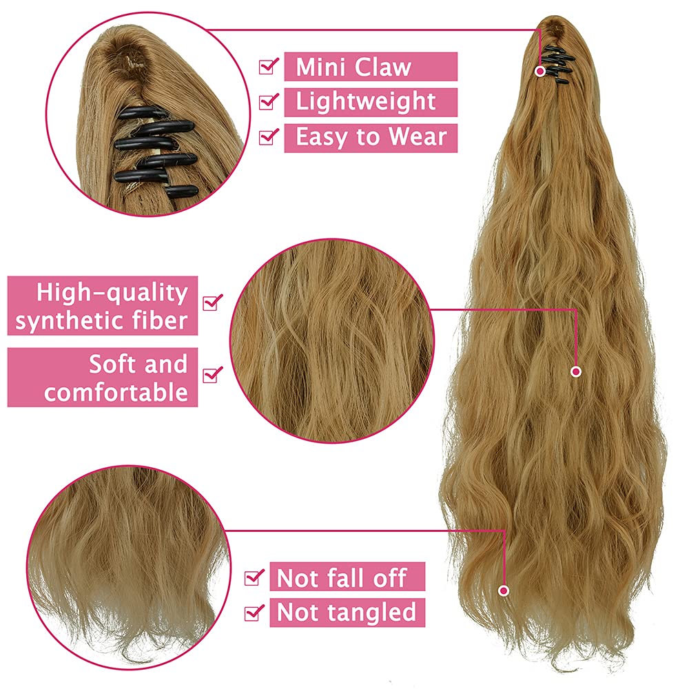 SLLIE Ponytail Extension, Long Wavy Curly, 24 Inch
