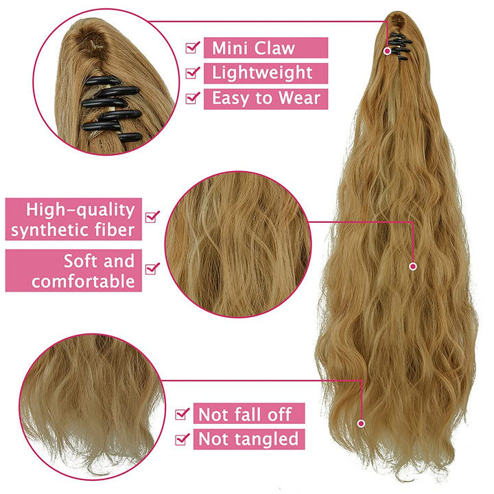 SLLIE Ponytail Extension, Long Wavy Curly, 24 Inch