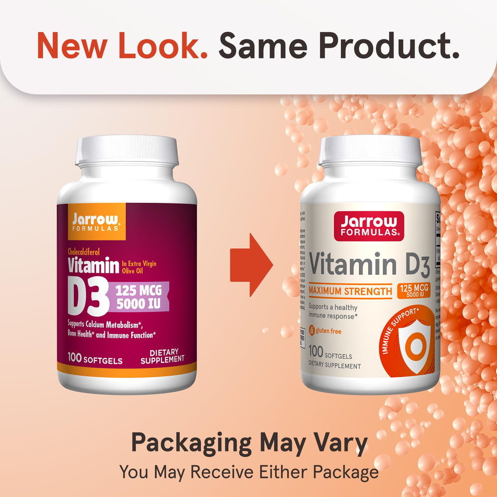 Jarrow Formulas Vitamin D3, 125 mcg (5,000 IU), 100 Count