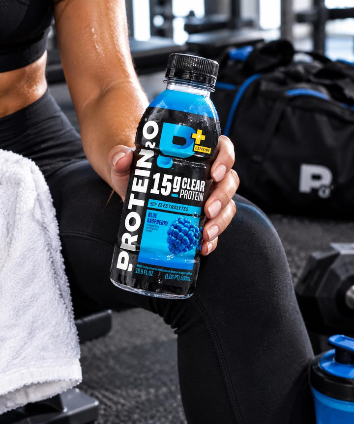 Protein2o Whey Protein Infused Water Plus Energy, Blueberry Raspberry, 16.9 fl oz, Pack of 12