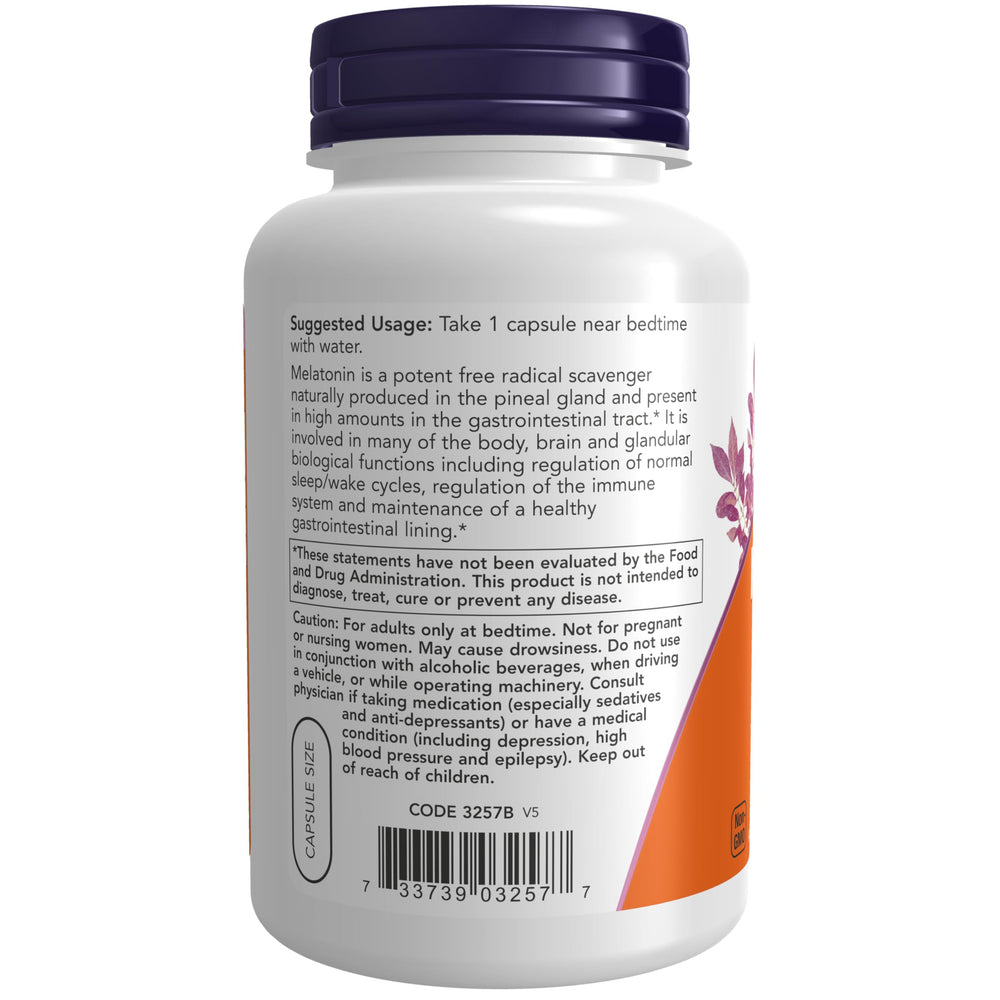 NOW Melatonin 3 mg, 180 Count