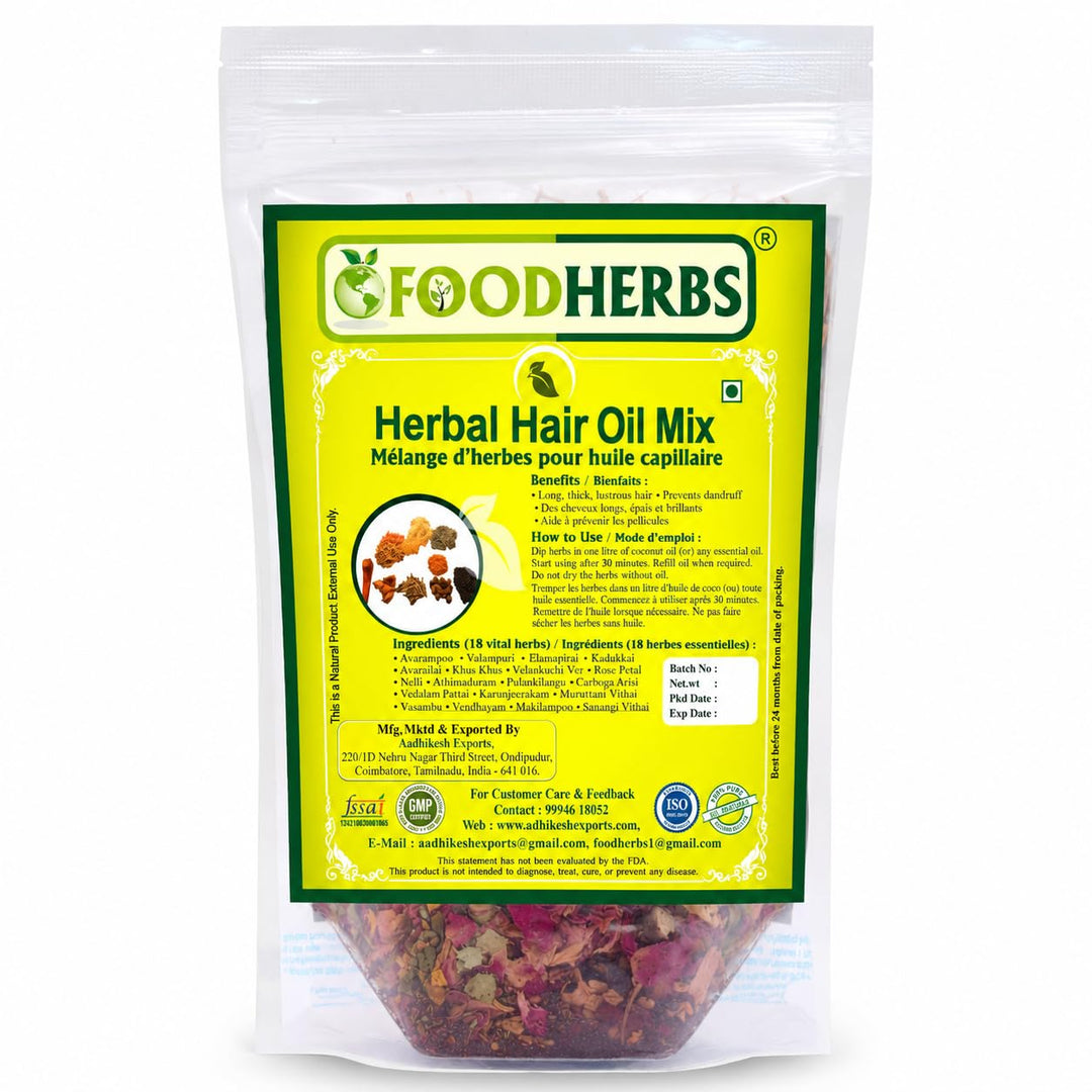 Foodherbs Herbal Hair Oil Mix, 18 Herbs