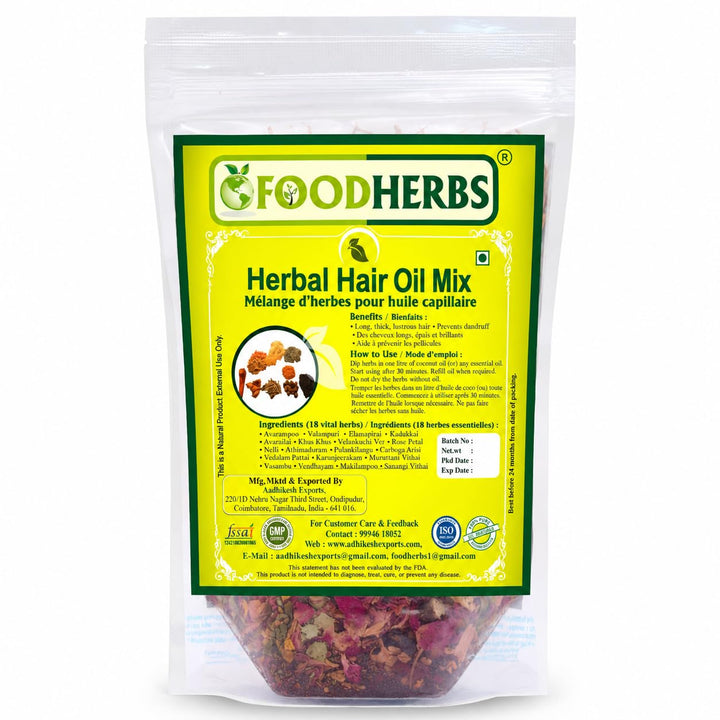 Foodherbs Herbal Hair Oil Mix, 18 Herbs