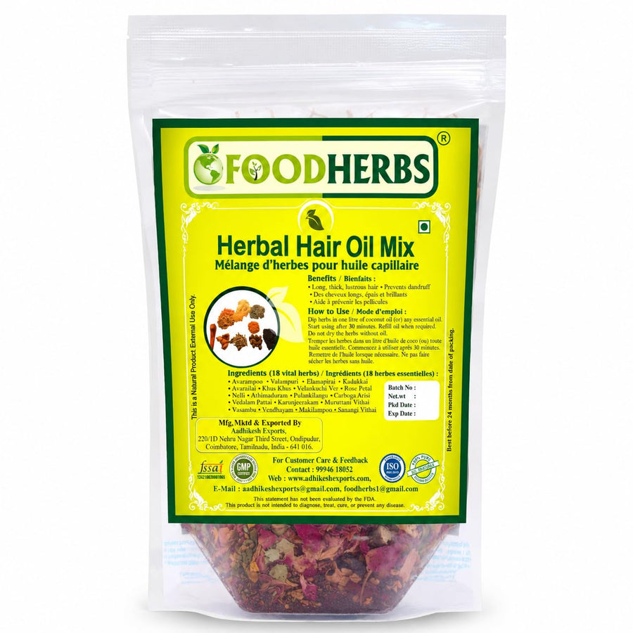 Foodherbs Herbal Hair Oil Mix, 18 Herbs