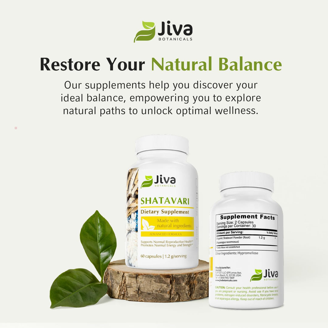 Jiva Botanicals Shatavari Capsules, 1200 mg, 60 Count