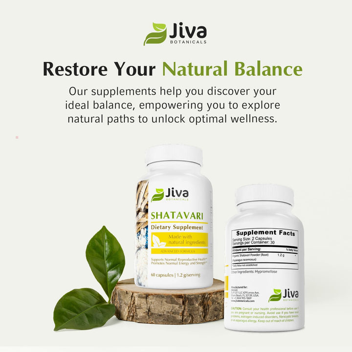 Jiva Botanicals Shatavari Capsules, 1200 mg, 60 Count