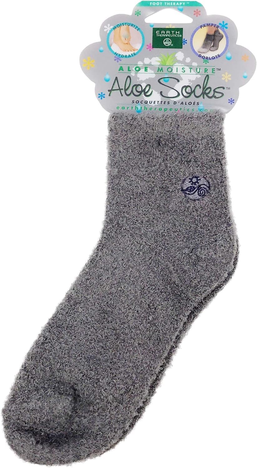 Earth Therapeutics Aloe Socks, Grey, 1 Pack