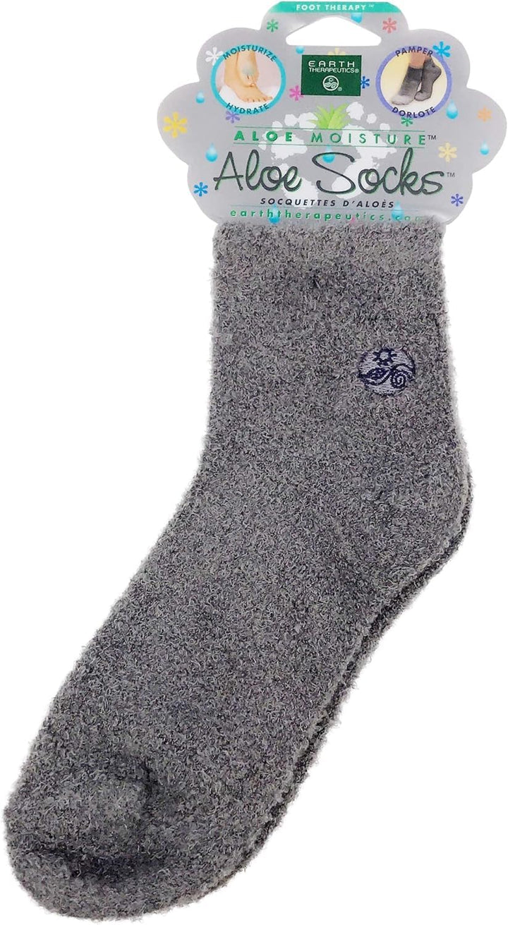 Earth Therapeutics Aloe Socks, Grey, 1 Pack