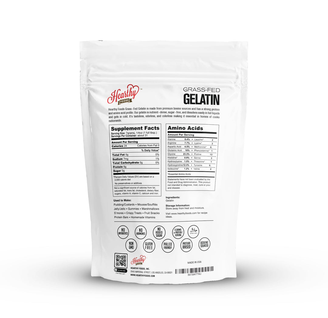 Hearthy Foods Beef Gelatin Powder, Unflavored, 16 oz