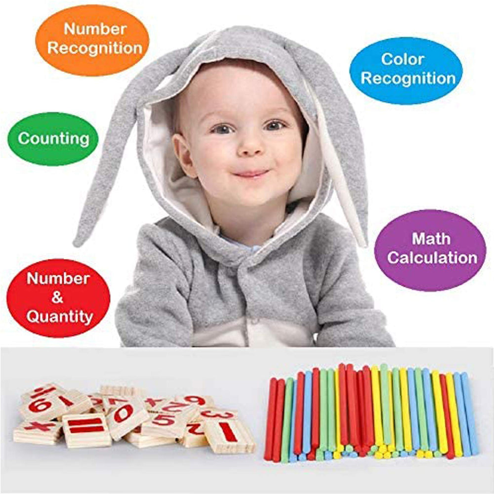 KUTOI Counting Number Blocks And Sticks, Wooden Rods With Storage Tray
