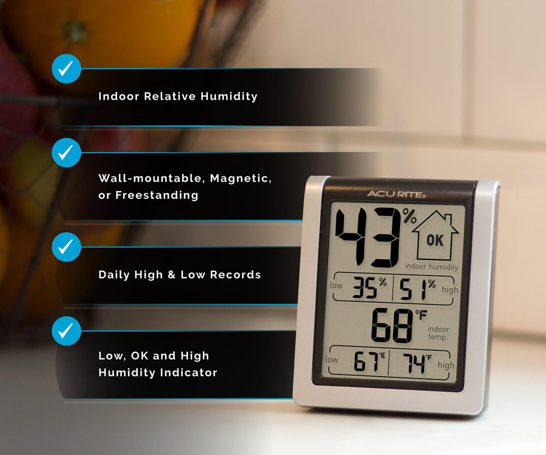 AcuRite Wireless Digital Indoor Thermometer and Hygrometer, 00613