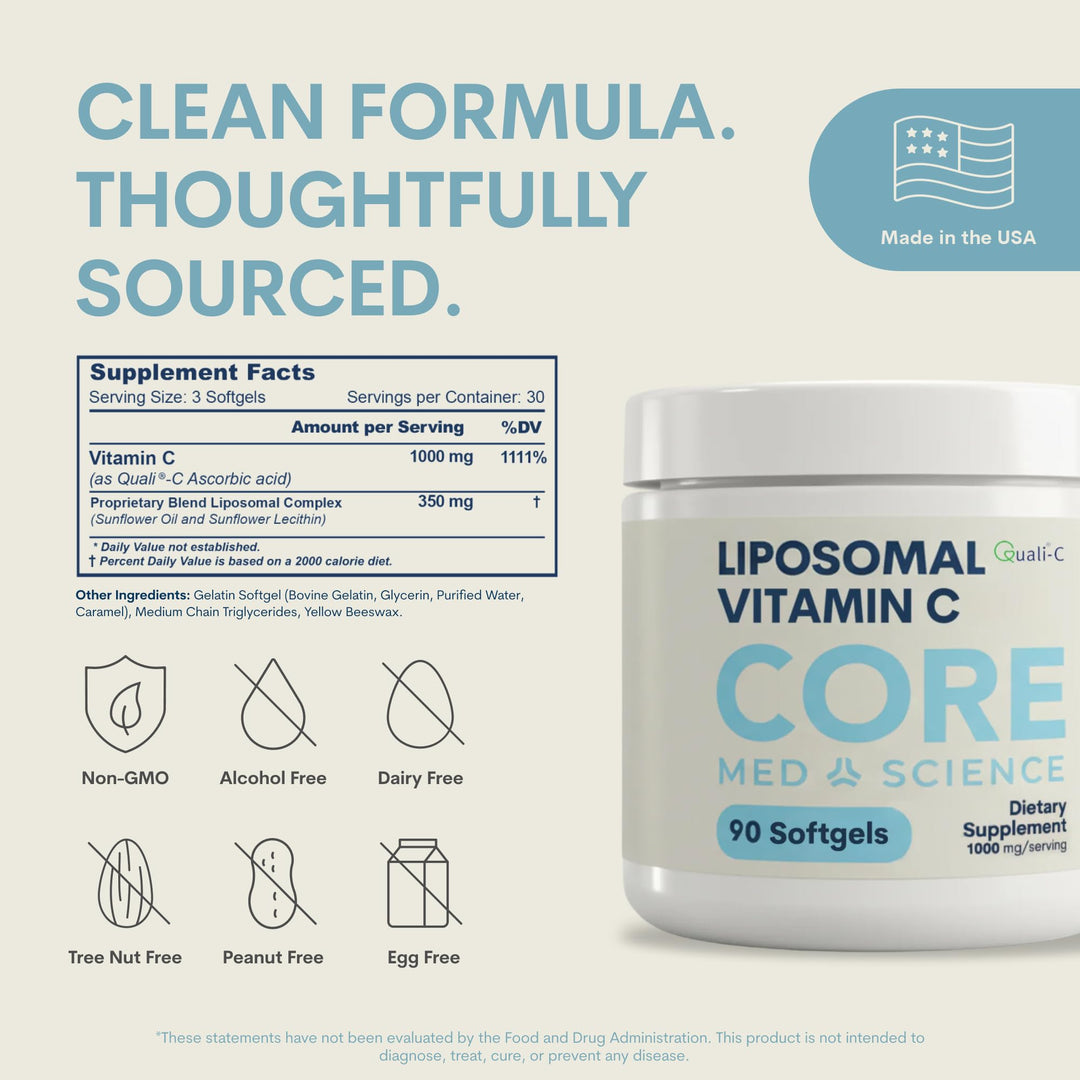 Core Med Science Liposomal Vitamin C, 1000 mg, 90 Count