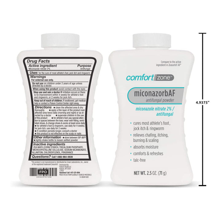 Comfort Zone Miconazorb Antifungal Powder, 2 Percent, 2.5 oz, Pack of 3