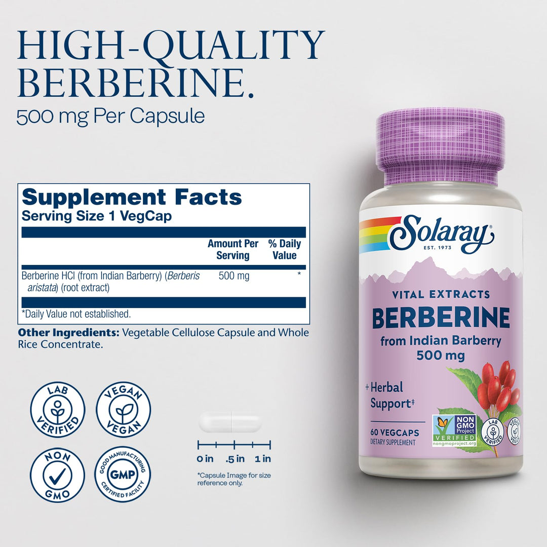 SOLARAY Berberine Extract, 500 mg, 60 Count