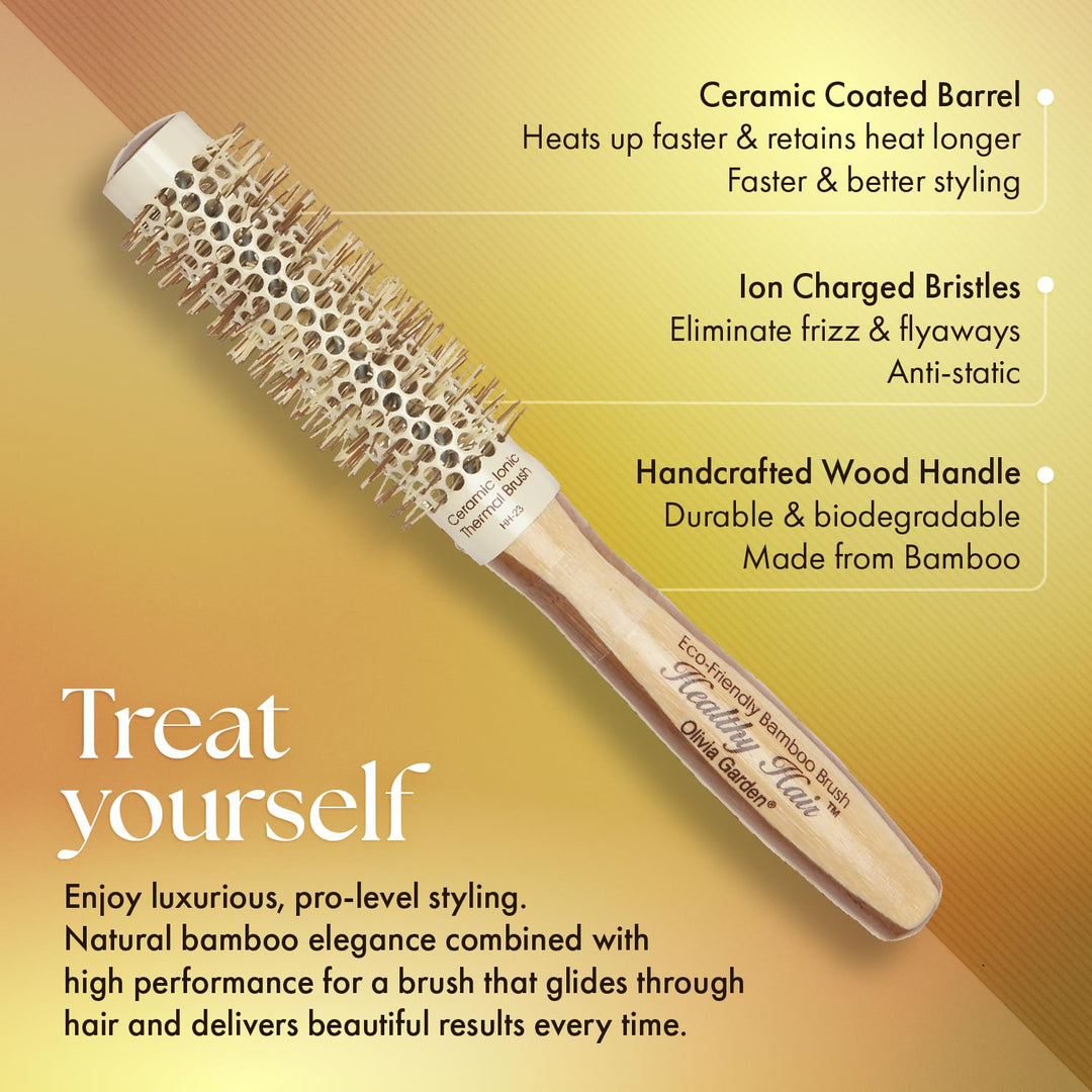 Olivia Garden Healthy Hair Bamboo Thermo-Ceramic Brush, 23/40 mm