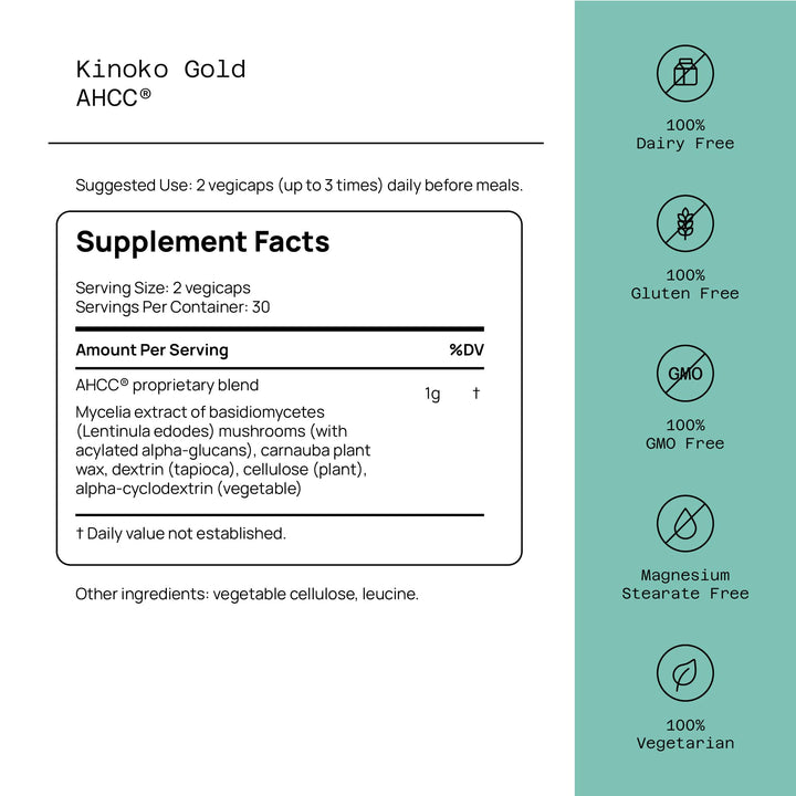 Quality of Life Labs Kinoko Gold AHCC, 500 mg, 60 Count