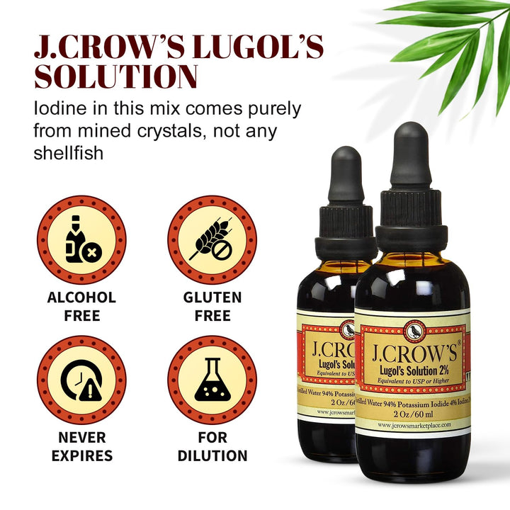 J. CROW'S Lugol's Solution of Iodine, 2%, 2 oz