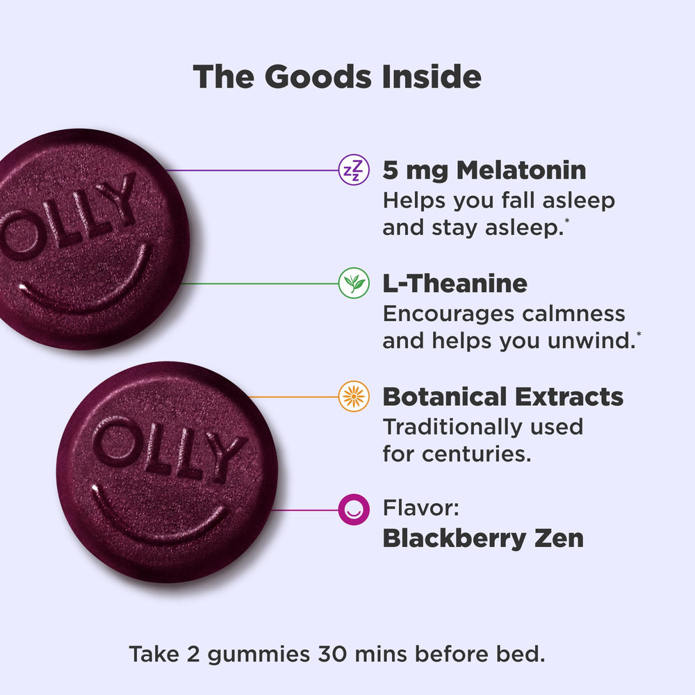 OLLY Extra Strength Sleep Gummy, Blackberry, 5 mg, 60 Count