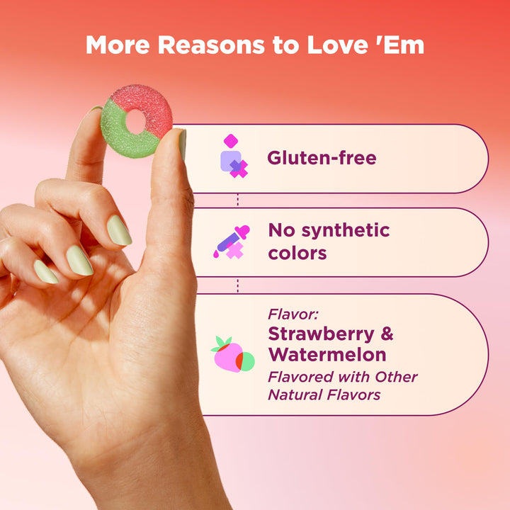 OLLY Fiber Gummy Rings, Berry Melon, 50 Count