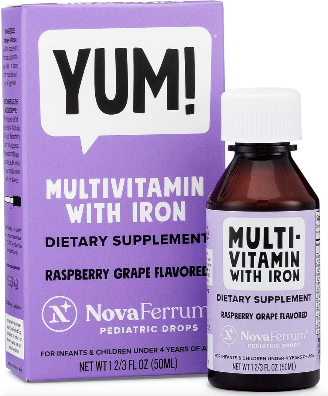 NovaFerrum Multivitamin With Iron, Raspberry Grape, 50 Count