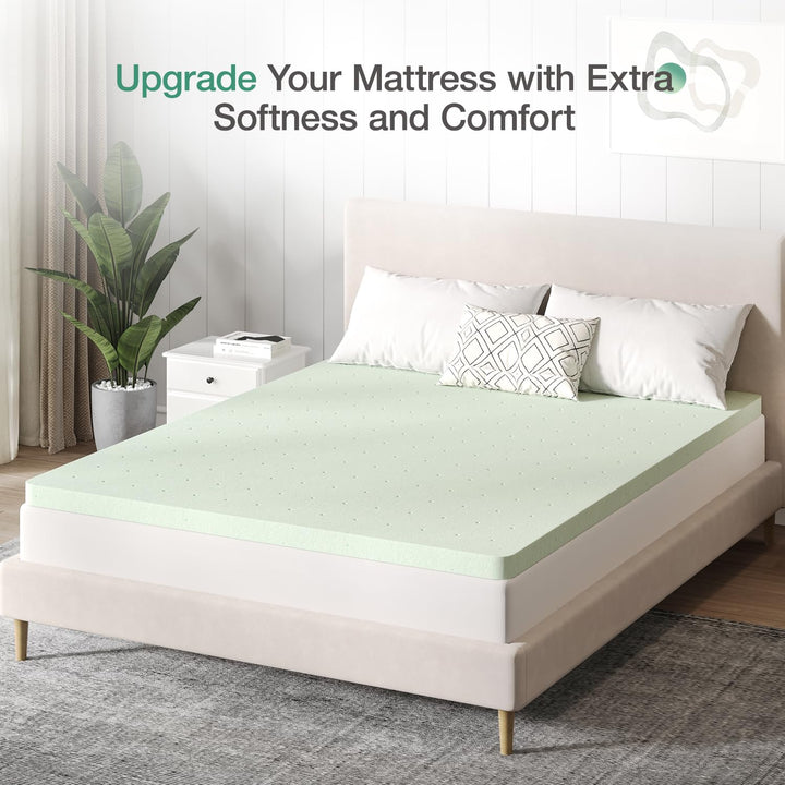 Novilla Gel Memory Foam Mattress Topper, Green, Queen