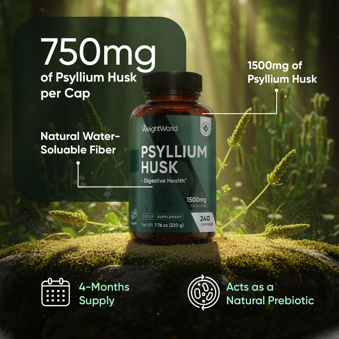WeightWorld Psyllium Husk Capsules, 1500 mg, 240 Count
