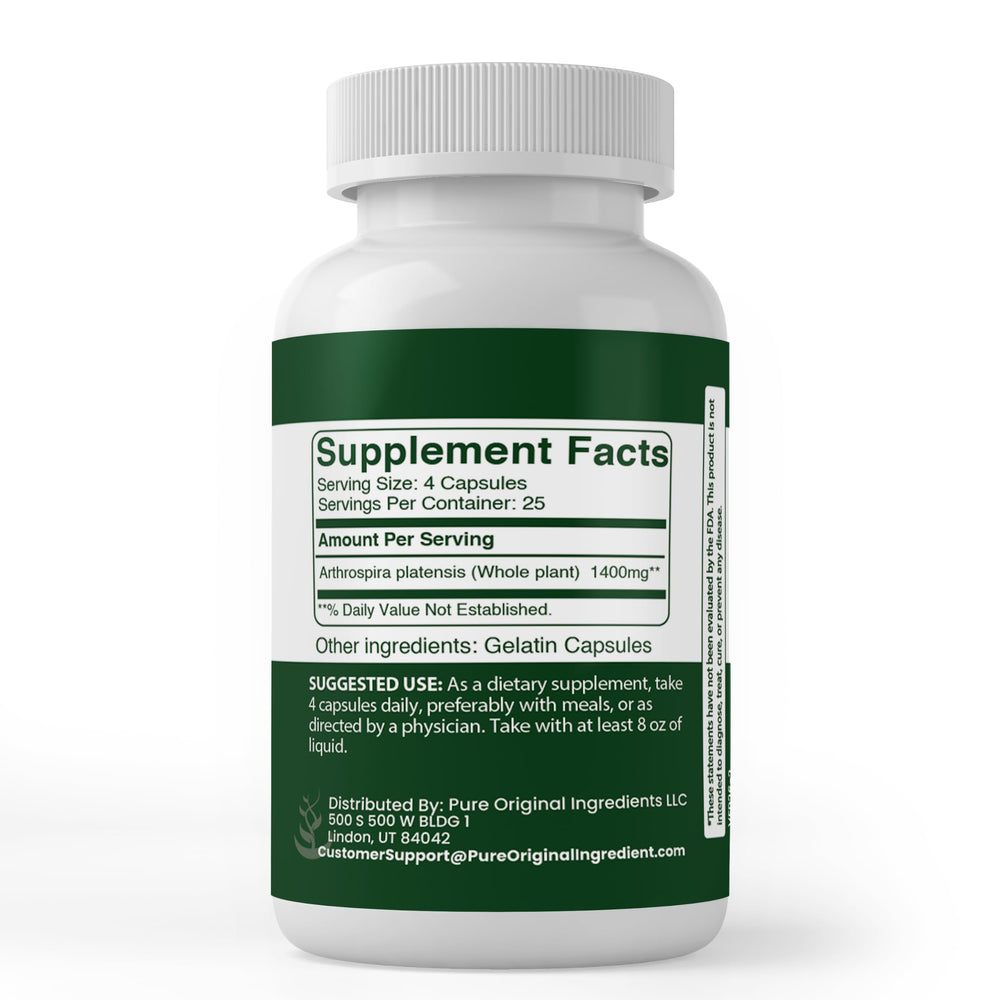 Pure Original Ingredients Spirulina, 100 Count