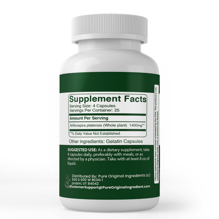 Pure Original Ingredients Spirulina, 100 Count