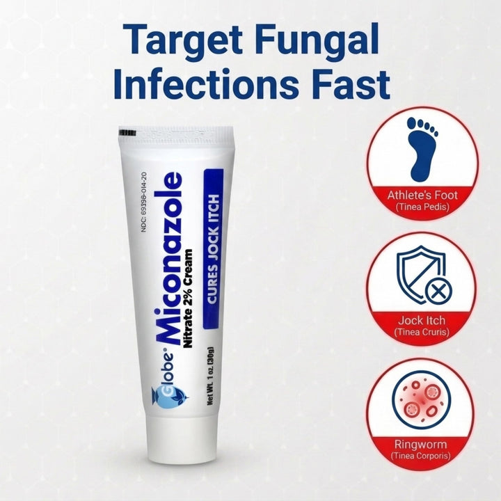 Globe Miconazole Nitrate 2% Antifungal Cream, 1 oz