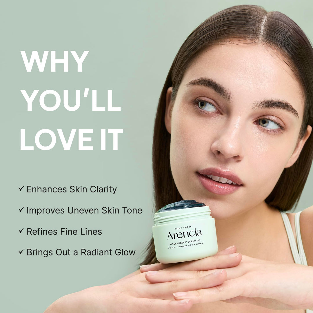 ARENCIA Glow Hyssop Overnight Face Mask Serum, 30% Vitamin A C E, 10% Niacinamide, Peptides